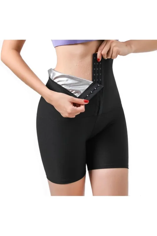 Termal Sauna Şort 3 Kademe Agraflı Bel Detay